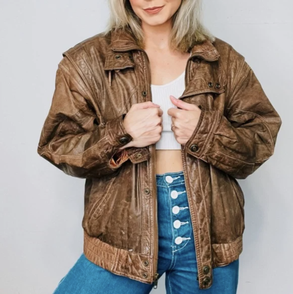Brown Distressed Leather Jackets